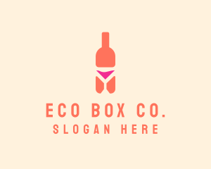 Pink Cocktail Bottle Bar logo design