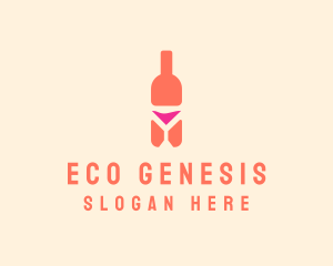 Pink Cocktail Bottle Bar logo design