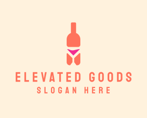 Pink Cocktail Bottle Bar logo design