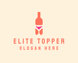 Pink Cocktail Bottle Bar logo design