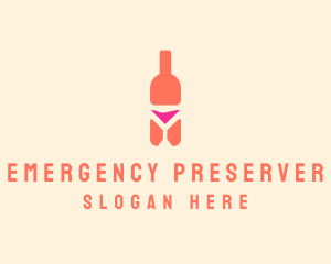 Pink Cocktail Bottle Bar logo design