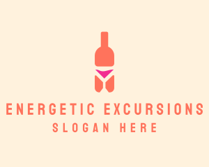 Pink Cocktail Bottle Bar logo design