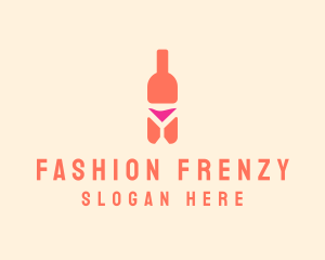 Pink Cocktail Bottle Bar logo design