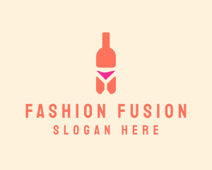 Pink Cocktail Bottle Bar logo design