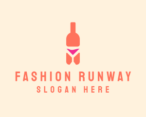 Pink Cocktail Bottle Bar logo design