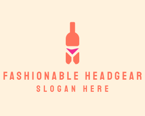 Pink Cocktail Bottle Bar logo design