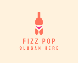 Pink Cocktail Bottle Bar logo design