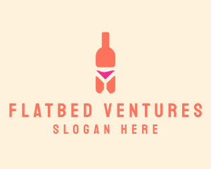 Pink Cocktail Bottle Bar logo design