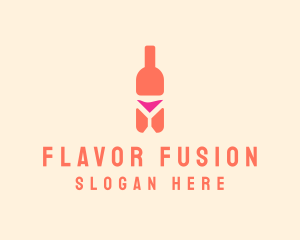 Pink Cocktail Bottle Bar logo design