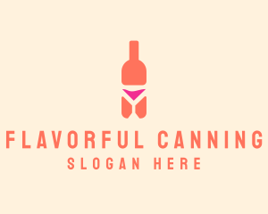 Pink Cocktail Bottle Bar logo design