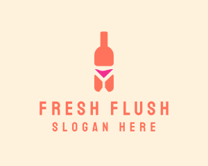 Pink Cocktail Bottle Bar logo design