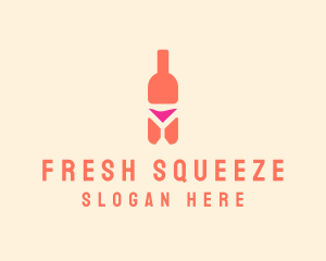 Pink Cocktail Bottle Bar logo design