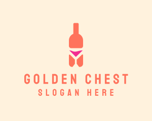 Pink Cocktail Bottle Bar logo design