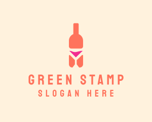 Pink Cocktail Bottle Bar logo design