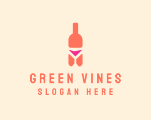 Pink Cocktail Bottle Bar logo design