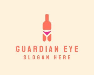 Pink Cocktail Bottle Bar logo design