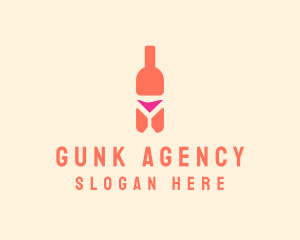 Pink Cocktail Bottle Bar logo design