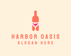 Pink Cocktail Bottle Bar logo design