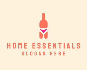 Pink Cocktail Bottle Bar logo design