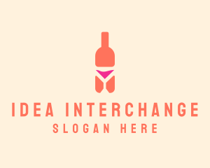 Pink Cocktail Bottle Bar logo design