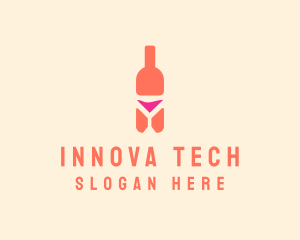 Pink Cocktail Bottle Bar logo design