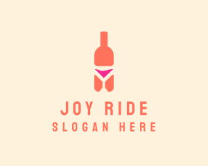 Pink Cocktail Bottle Bar logo design