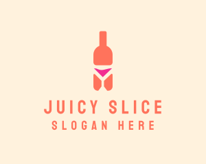 Pink Cocktail Bottle Bar logo design