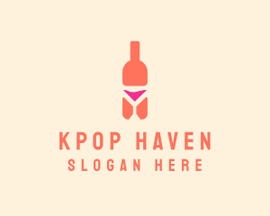 Pink Cocktail Bottle Bar logo design