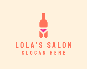 Pink Cocktail Bottle Bar logo design