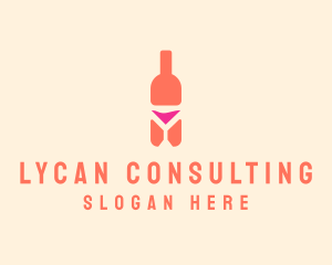 Pink Cocktail Bottle Bar logo design