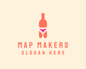 Pink Cocktail Bottle Bar logo design