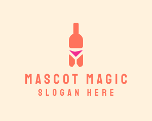 Pink Cocktail Bottle Bar logo design