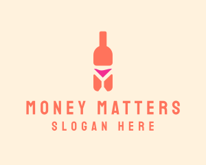 Pink Cocktail Bottle Bar logo design