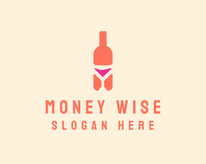 Pink Cocktail Bottle Bar logo design