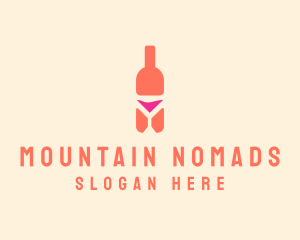 Pink Cocktail Bottle Bar logo design