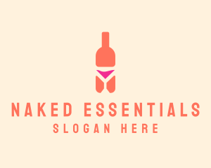 Pink Cocktail Bottle Bar logo design