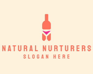 Pink Cocktail Bottle Bar logo design