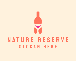 Pink Cocktail Bottle Bar logo design