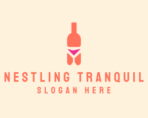 Pink Cocktail Bottle Bar logo design