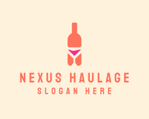 Pink Cocktail Bottle Bar logo design