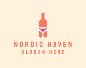 Pink Cocktail Bottle Bar logo design