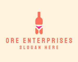 Pink Cocktail Bottle Bar logo design