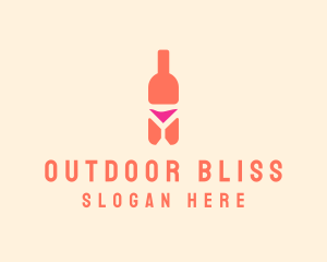 Pink Cocktail Bottle Bar logo design