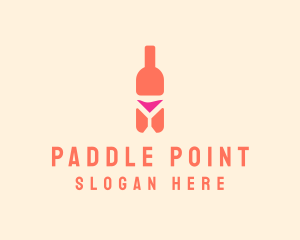 Pink Cocktail Bottle Bar logo design