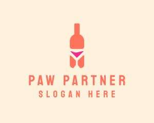 Pink Cocktail Bottle Bar logo design