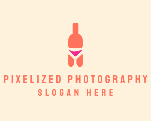 Pink Cocktail Bottle Bar logo design