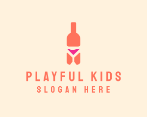 Pink Cocktail Bottle Bar logo design