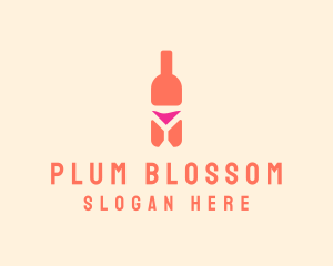 Pink Cocktail Bottle Bar logo design