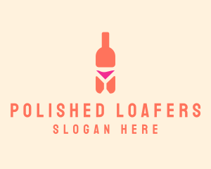 Pink Cocktail Bottle Bar logo design