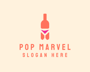 Pink Cocktail Bottle Bar logo design